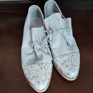 DJANGO & JULIETTE KOTTY - BLUE/SILVER  Women's Light Blue Lace-Up Pointed Toe